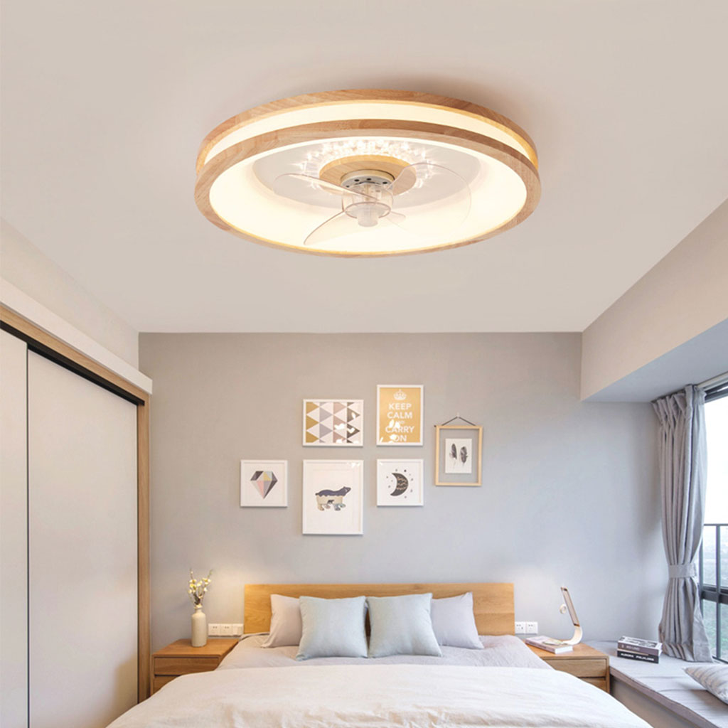 Flush Mount Drie Bladen Plafondventilator met LED Ring