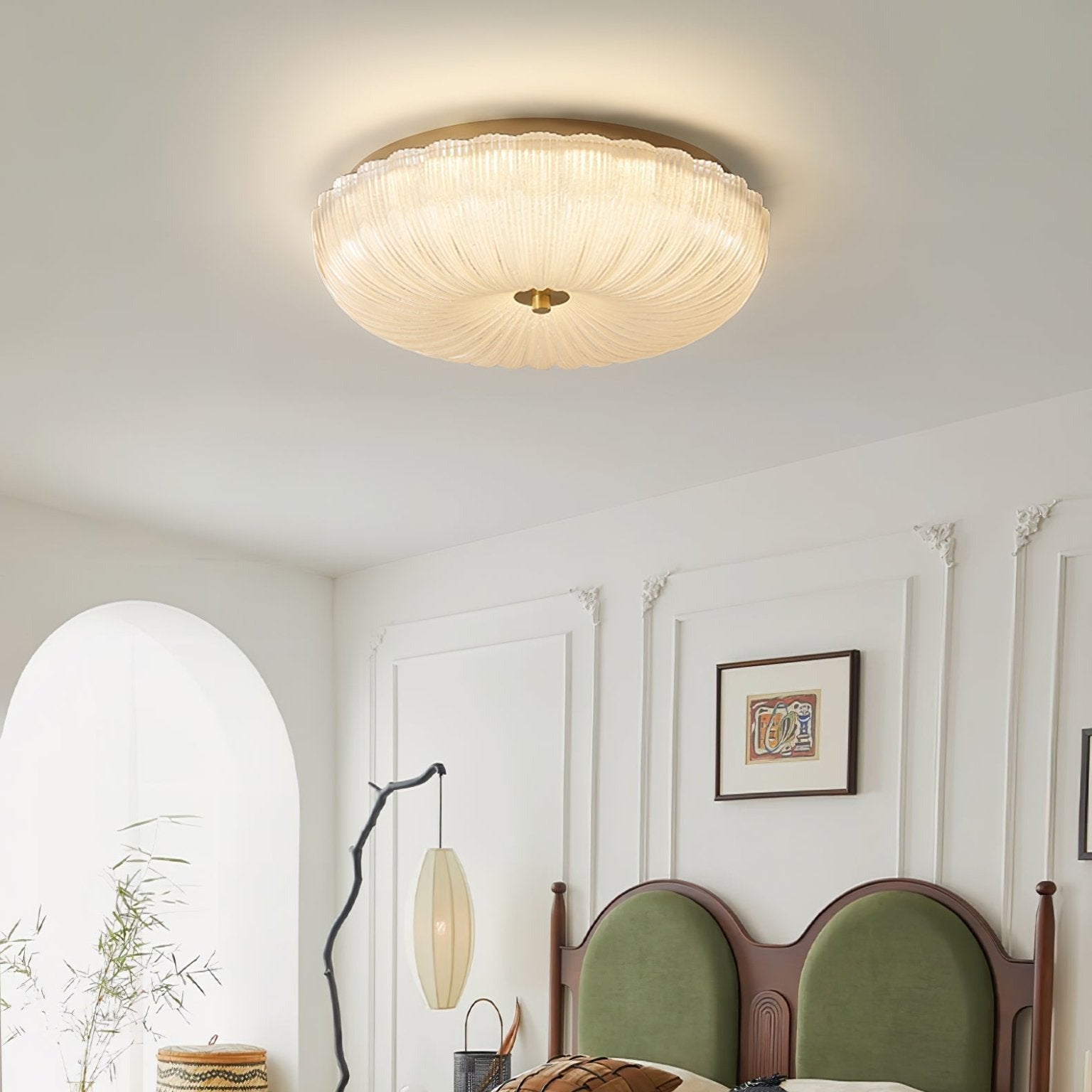 Rippled Glass Flush Mount Ceiling Light