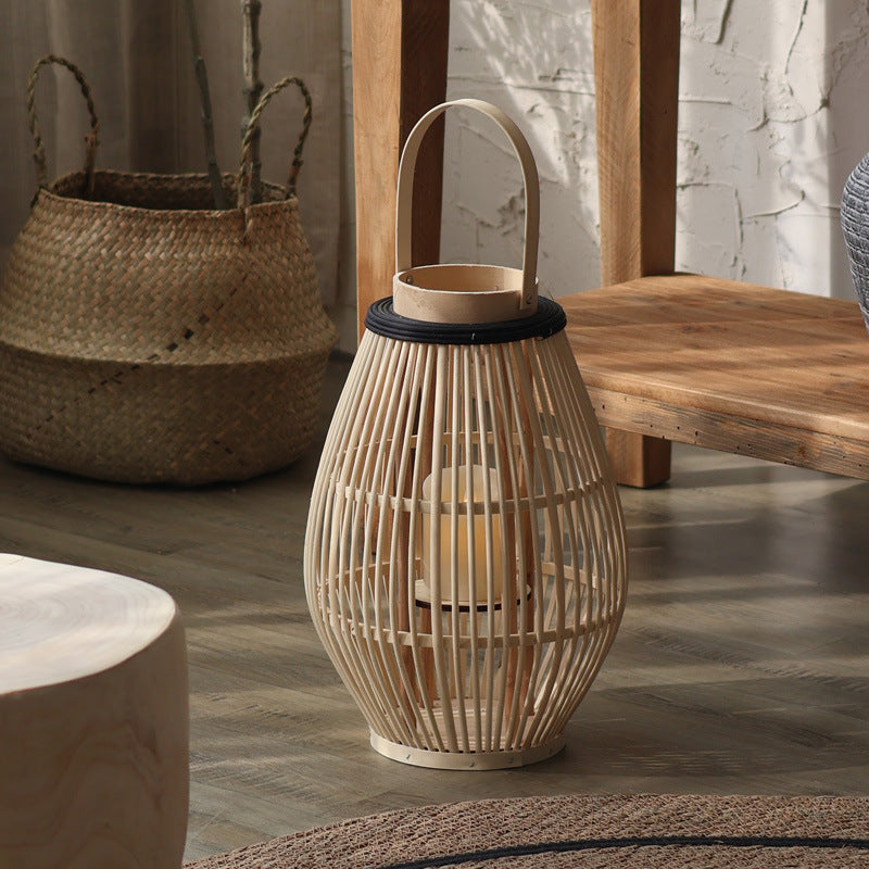 Natural Rattan Candle-Style Floor Lamp