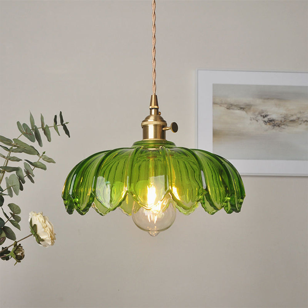 Retro Blossom-Shaped Glass Ceiling Pendant