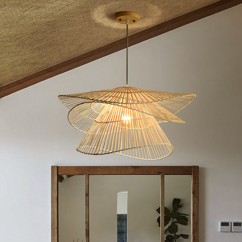 Organic Rattan Wood Pendant Light
