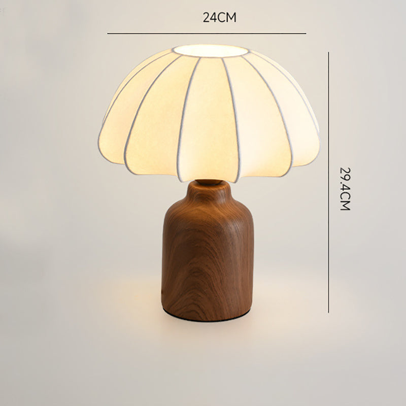 Lampe de chevet rétro en céramique avec abat-jour plissé en lin