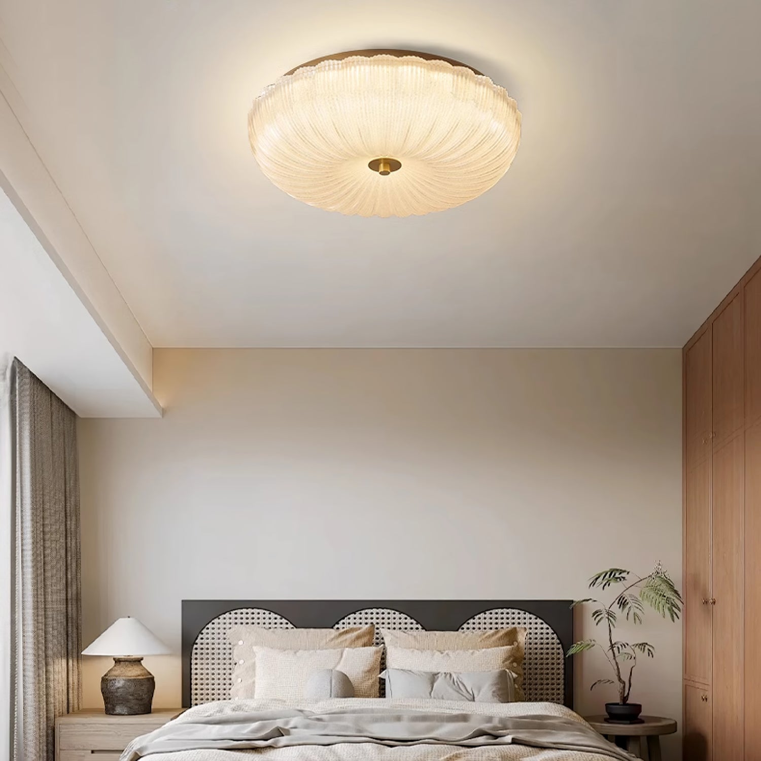 Rippled Glass Flush Mount Ceiling Light