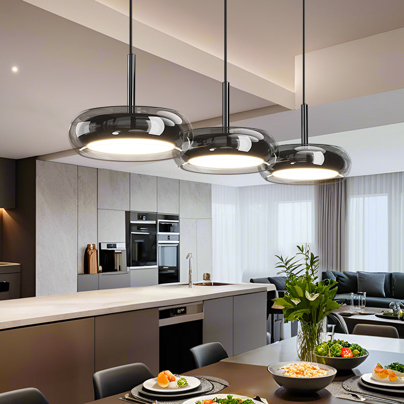 Sleek 3-Light Glass Kitchen Island Pendant