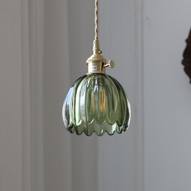 Japanese Ribbed Glass Pendant Light