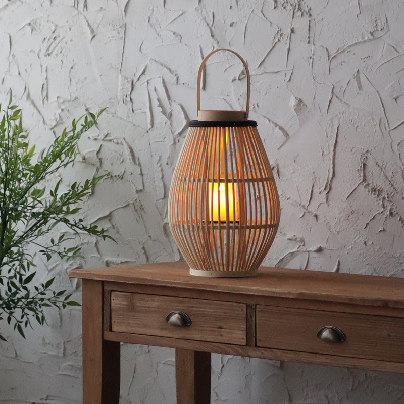 Rattan Floor Lantern Candle Lamp