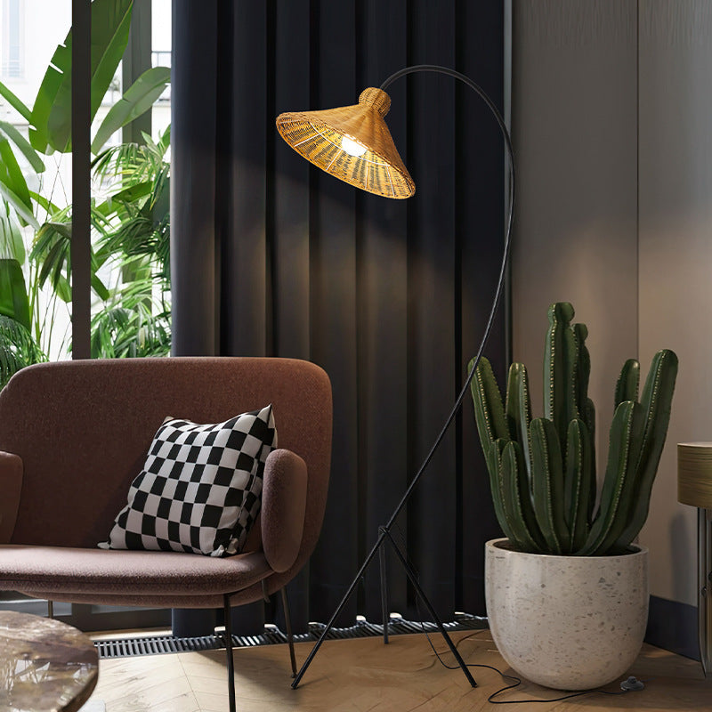 Minimalist Bamboo Cap Floor Lamp