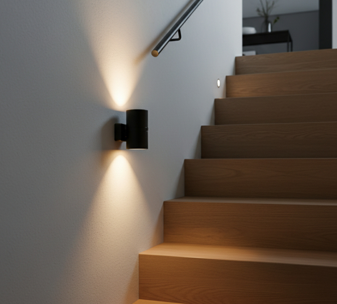 Plug In Wall Light With Cylindrical Head Black