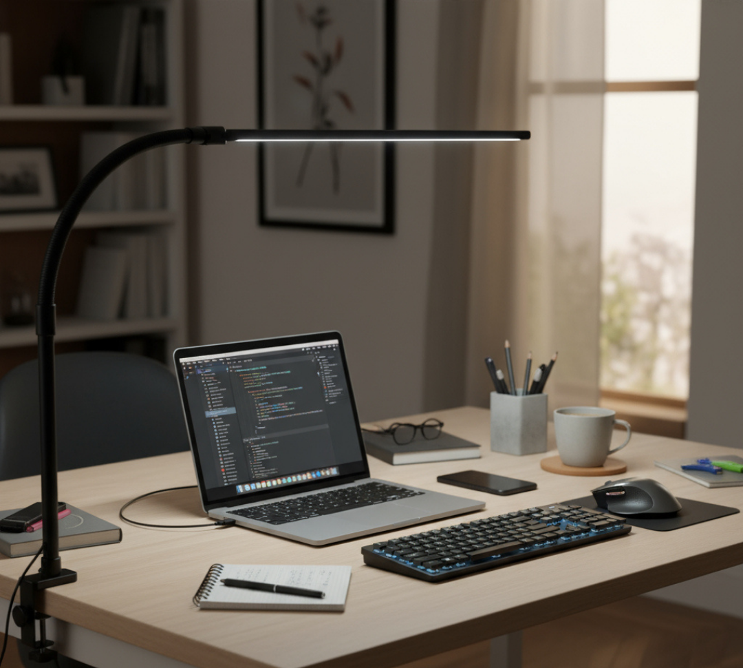 Adjustable Desk Lamp With Slim Led Light Bar Black