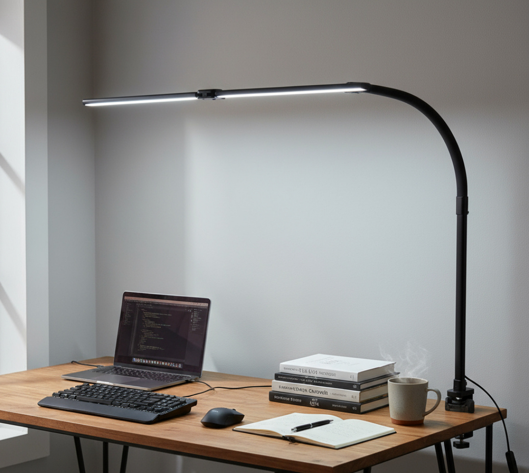 Adjustable Desk Lamp With Slim Led Light Bar Black
