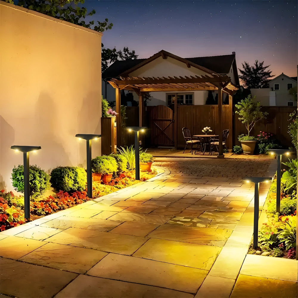 Solar LED T-Post Outdoor Pathway Lights with Rectangular Head
