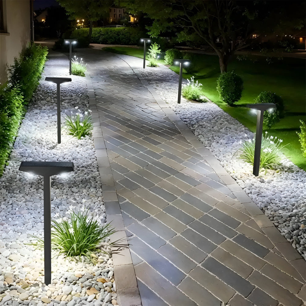 Solar LED T-Post Outdoor Pathway Lights with Rectangular Head