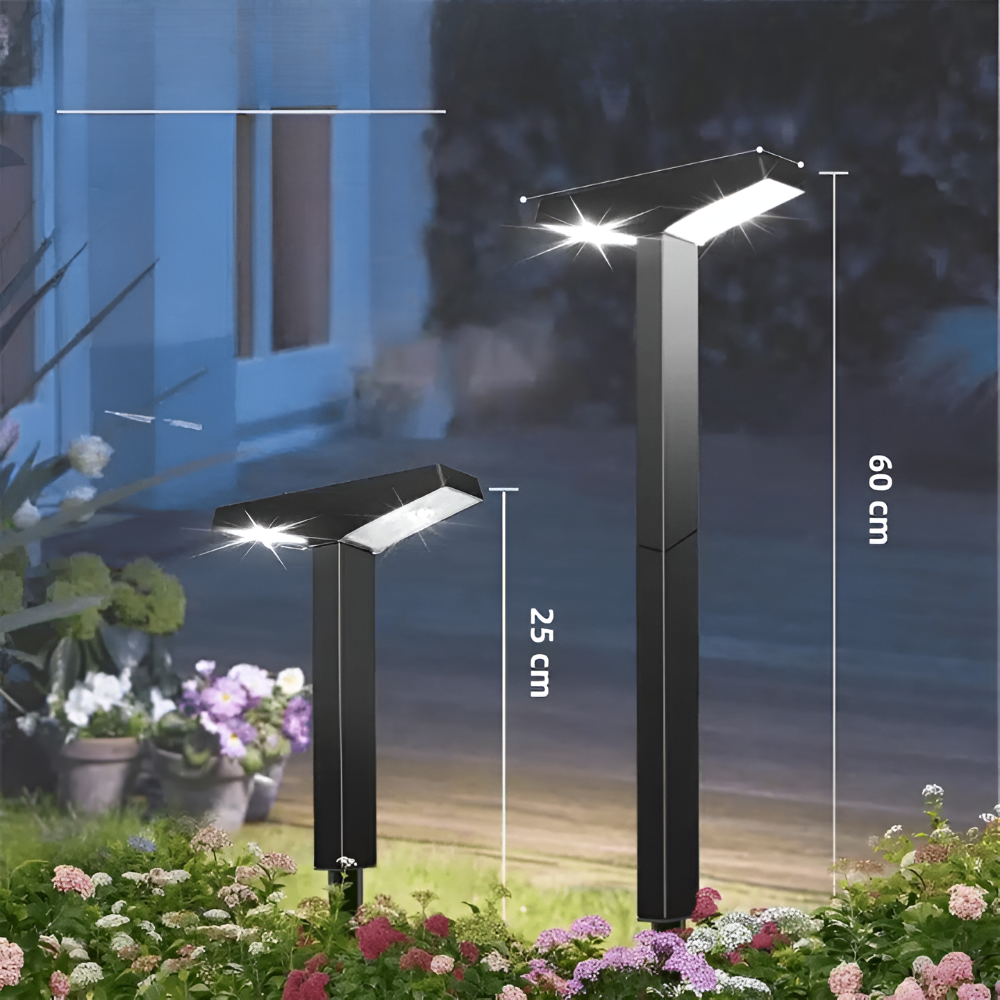 Solar LED T-Post Outdoor Pathway Lights with Rectangular Head