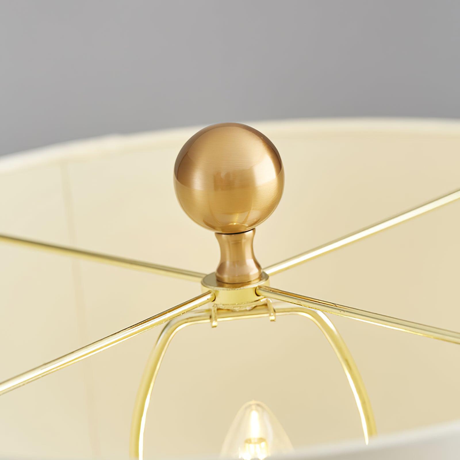 Alabaster Table Lamp with Cylindrical Fabric Shade