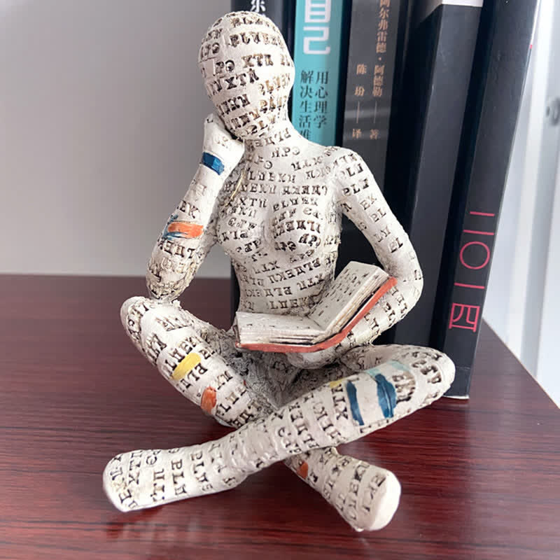 Statue moderne en résine pour amateur de livres, idéale pour les étagères et la décoration intérieure