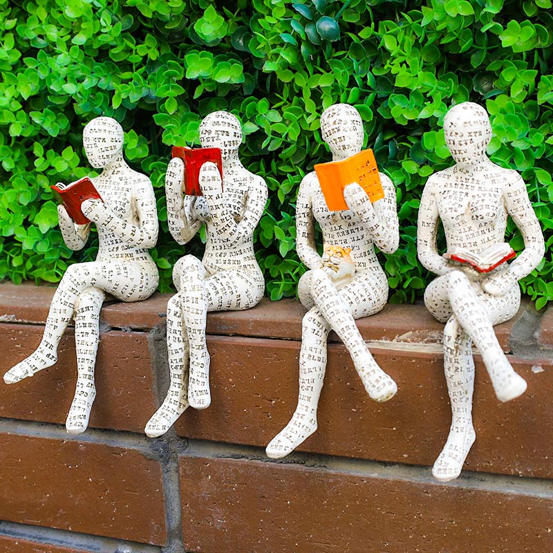 Statue moderne en résine pour amateur de livres, idéale pour les étagères et la décoration intérieure