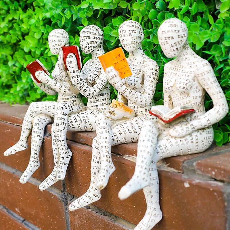 Statue moderne en résine pour amateur de livres, idéale pour les étagères et la décoration intérieure
