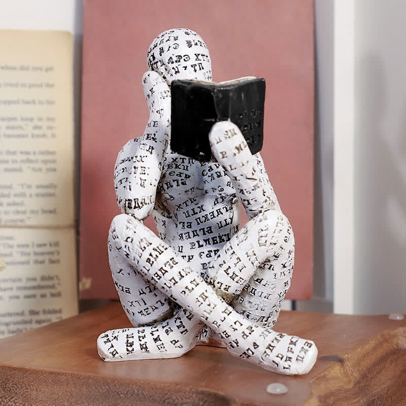 Statue moderne en résine pour amateur de livres, idéale pour les étagères et la décoration intérieure