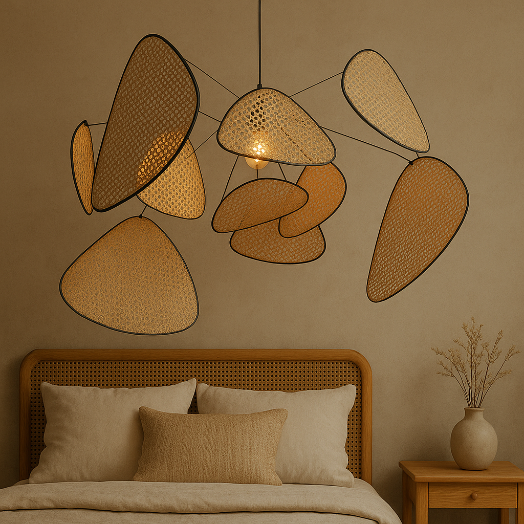 Organic Rattan Sculpture Pendant Light