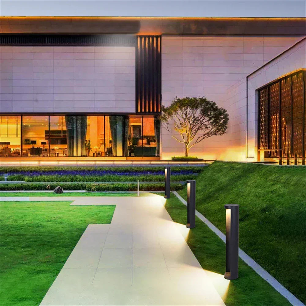 Black Outdoor LED Bollard Light for Garden Path Lighting
