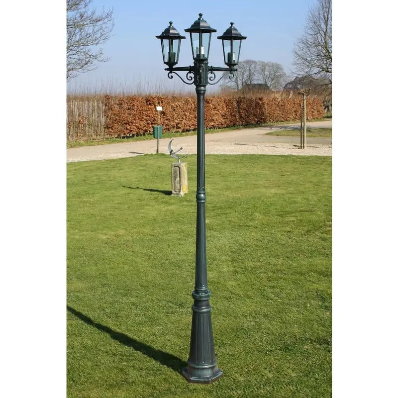 Outdoor Light Post with Three Lanterns