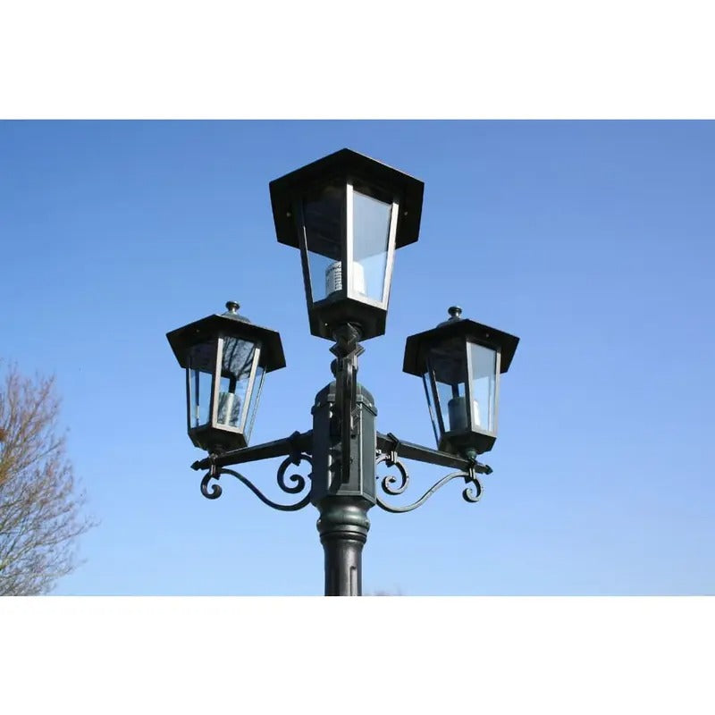 Outdoor Light Post with Three Lanterns