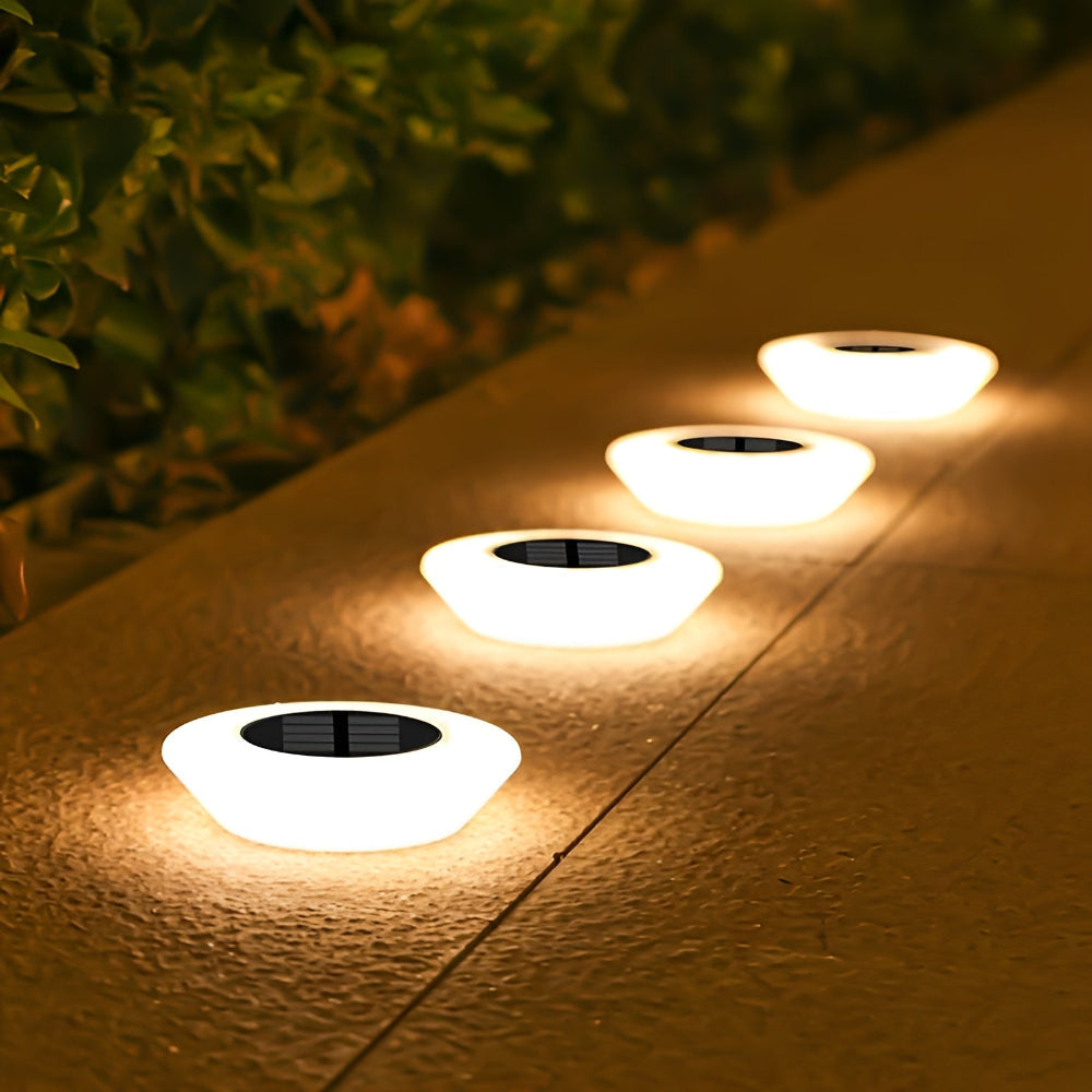 Outdoor solar ground lamp with warm white glow