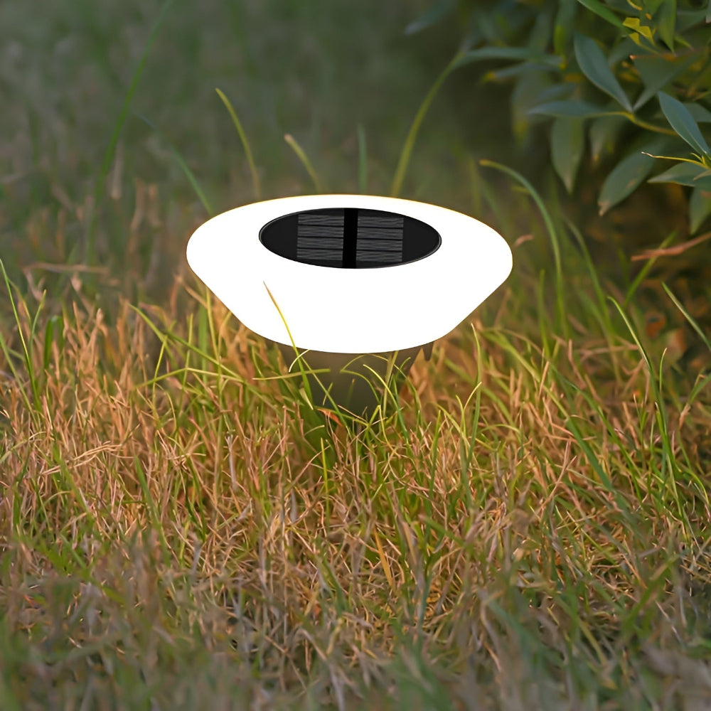 Outdoor solar ground lamp with warm white glow