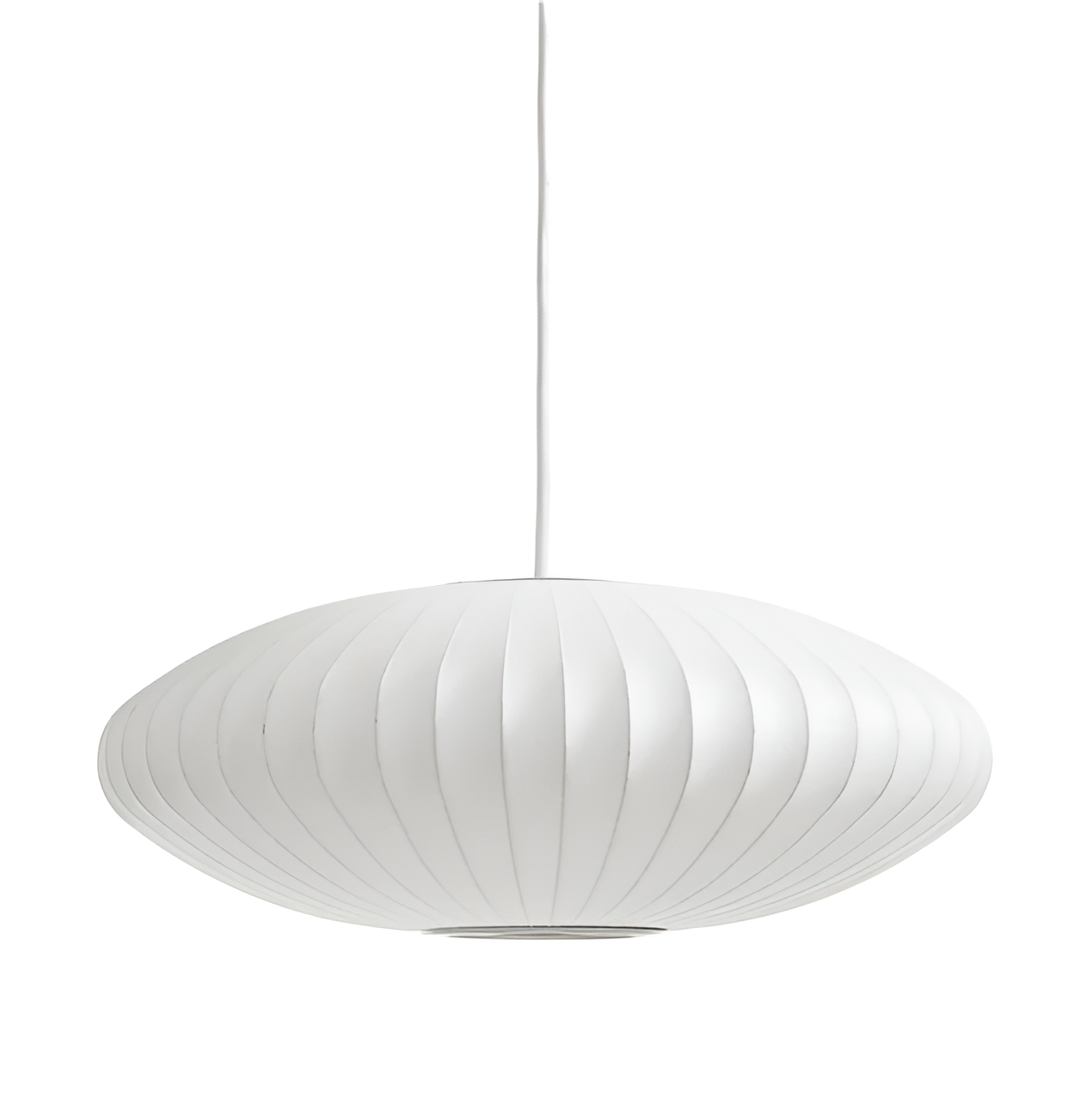 Oval pendant light with vertical lined shade