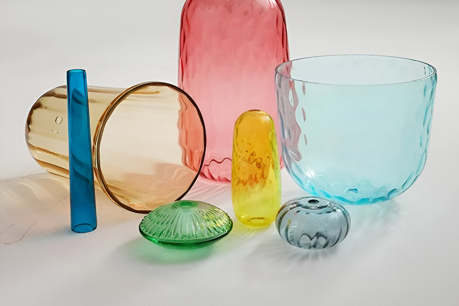 Pastel coloured glass pendant light with bell shade