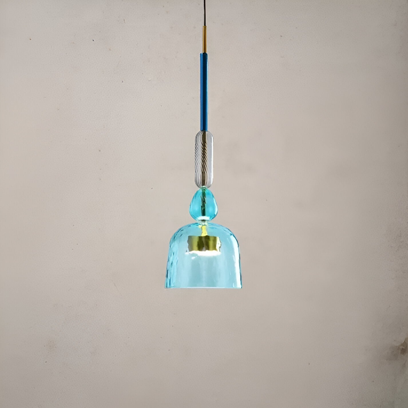Pastel coloured glass pendant light with bell shade