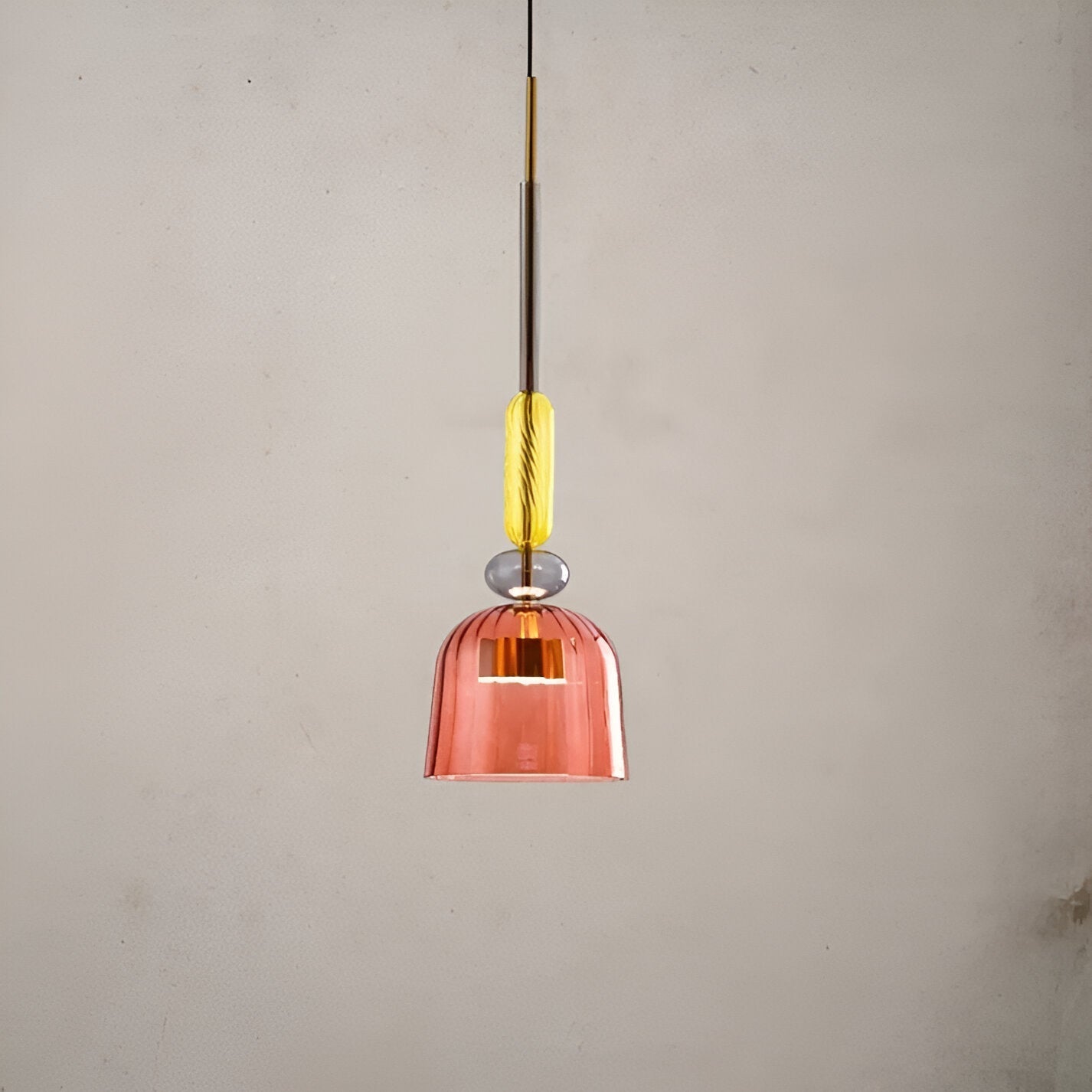 Pastel coloured glass pendant light with bell shade