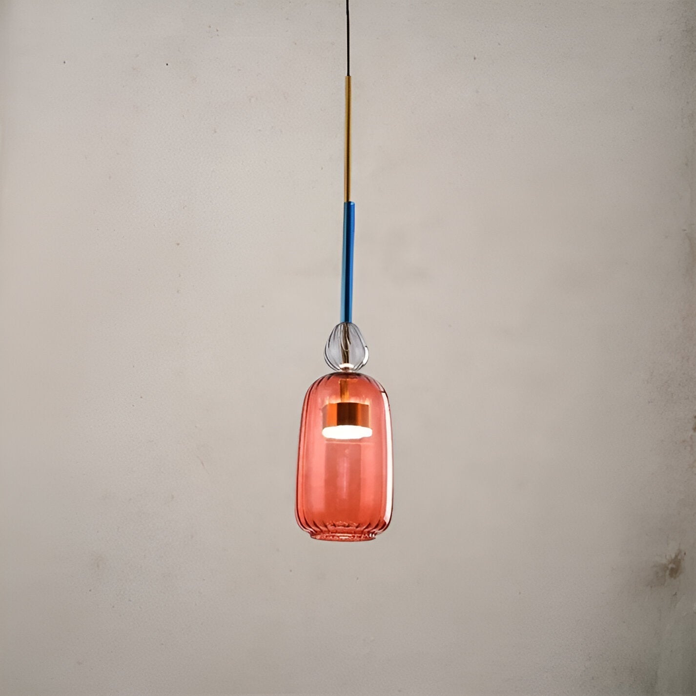 Pastel coloured glass pendant light with bell shade