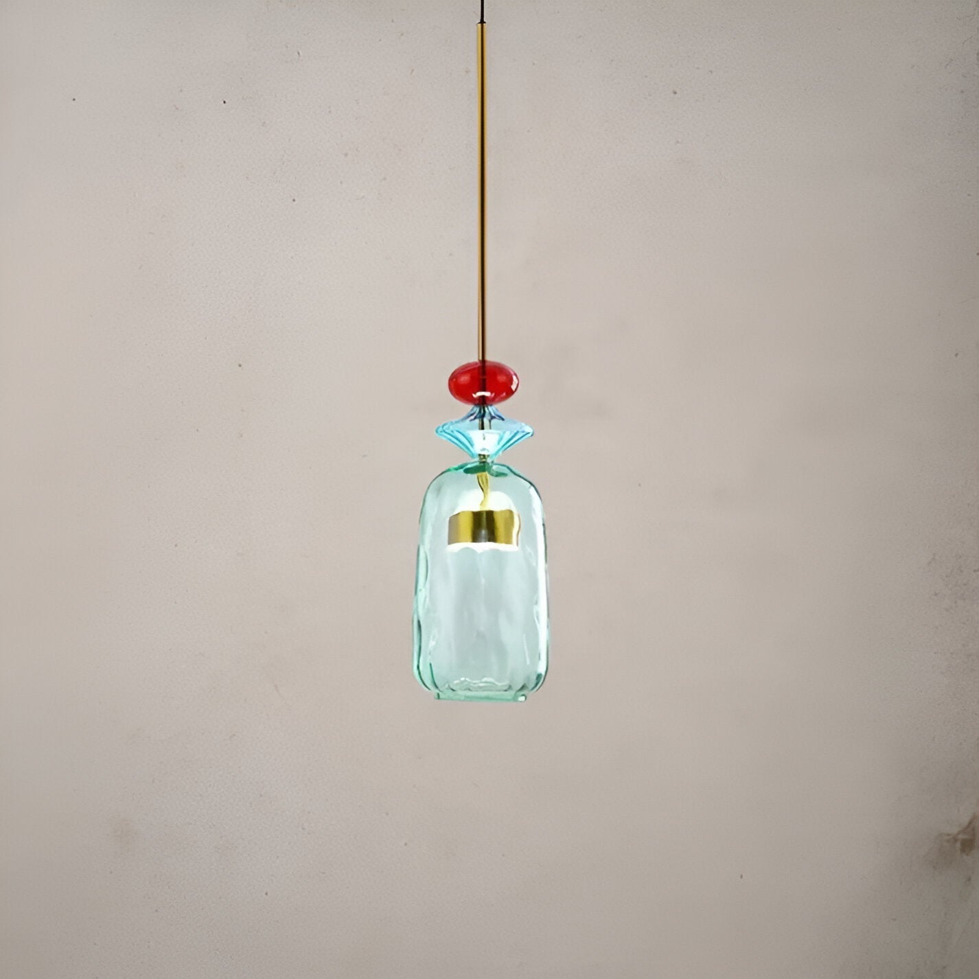 Pastel coloured glass pendant light with bell shade