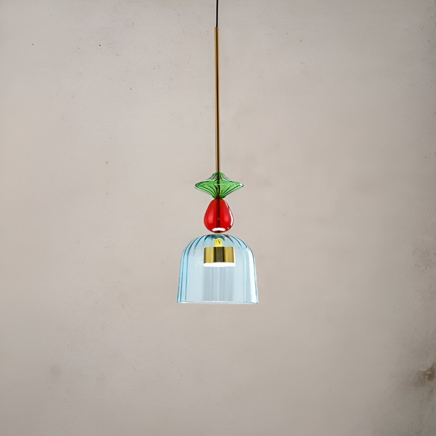 Pastel coloured glass pendant light with bell shade