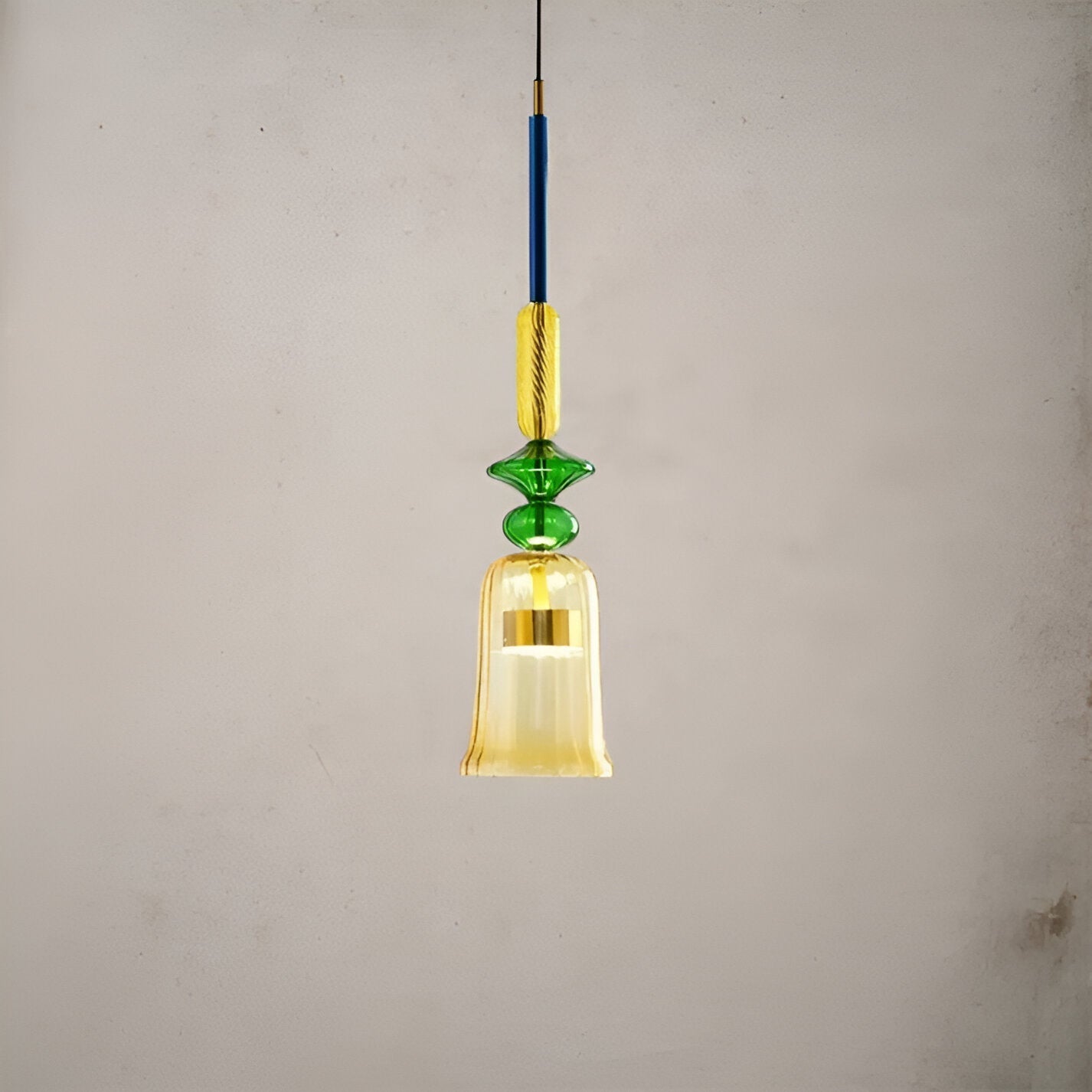 Pastel coloured glass pendant light with bell shade