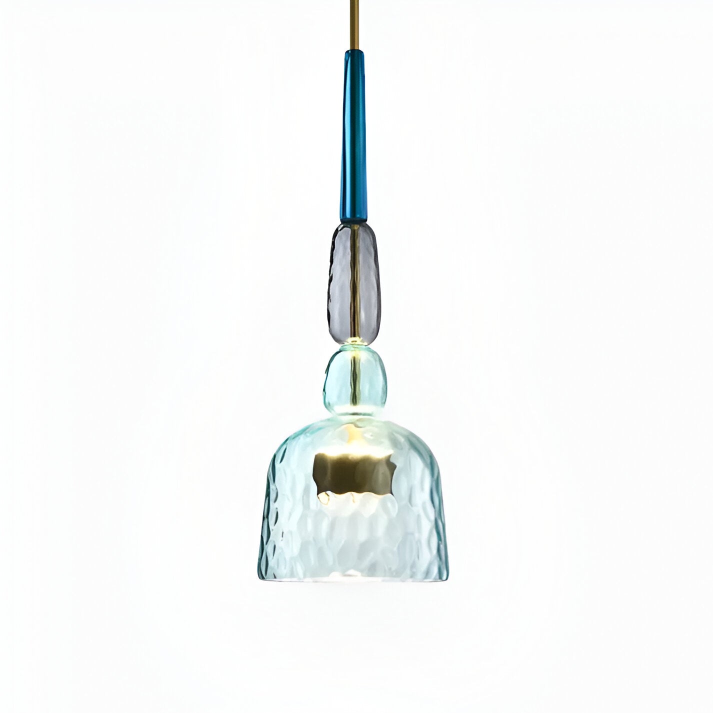 Pastel coloured glass pendant light with bell shade