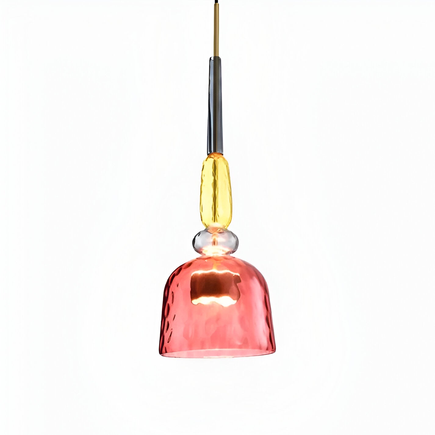 Pastel coloured glass pendant light with bell shade