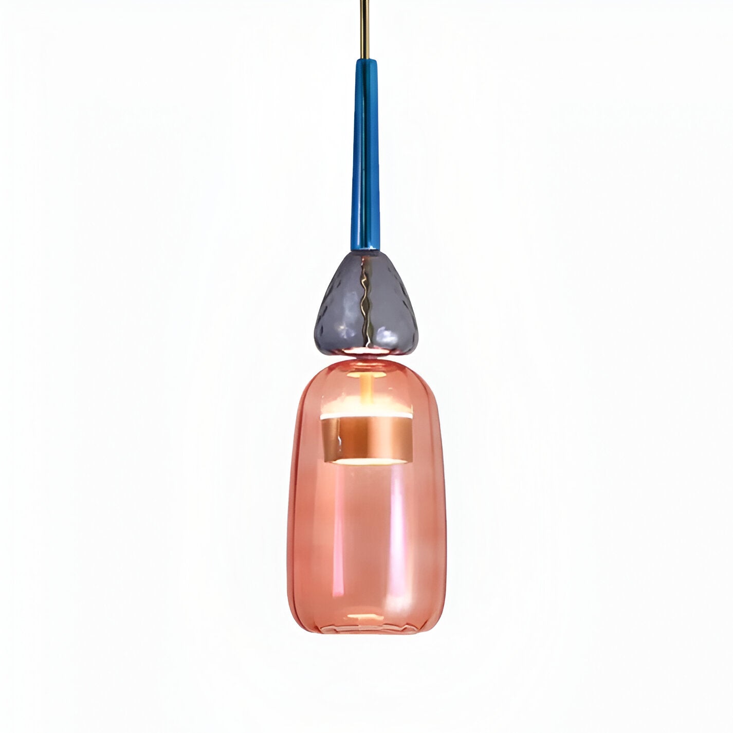Pastel coloured glass pendant light with bell shade