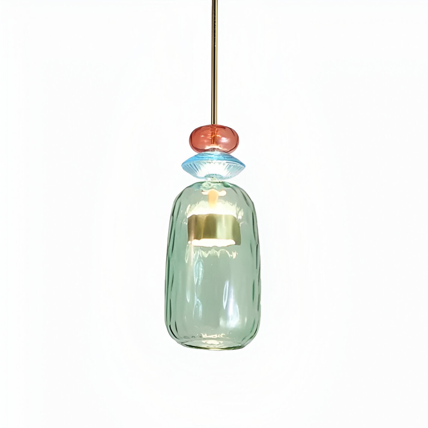 Pastel coloured glass pendant light with bell shade