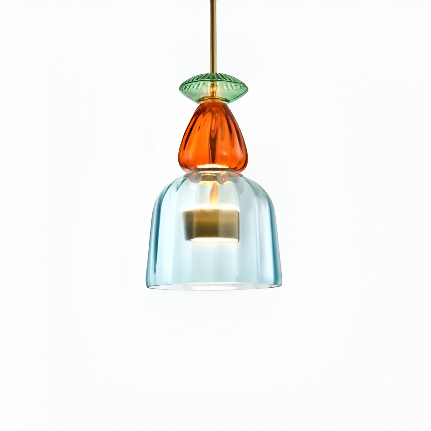 Pastel coloured glass pendant light with bell shade