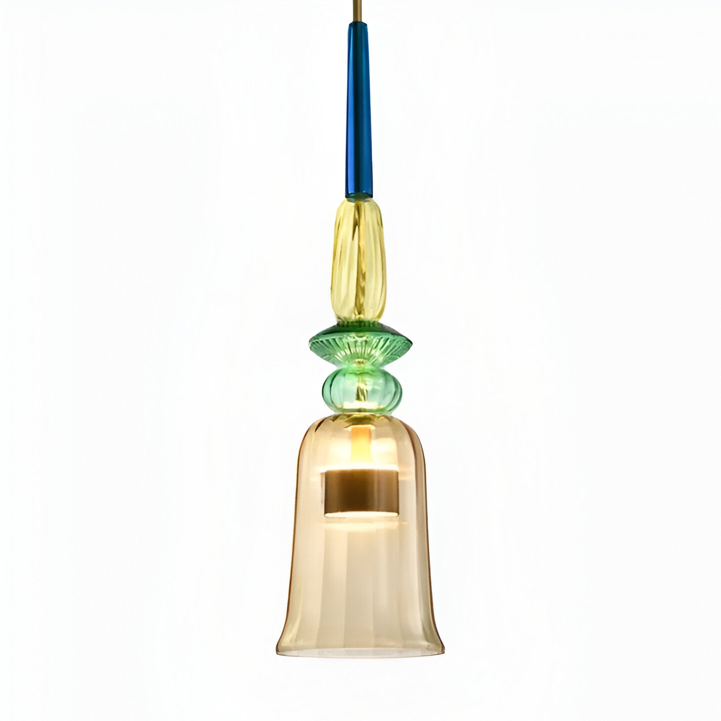Pastel coloured glass pendant light with bell shade