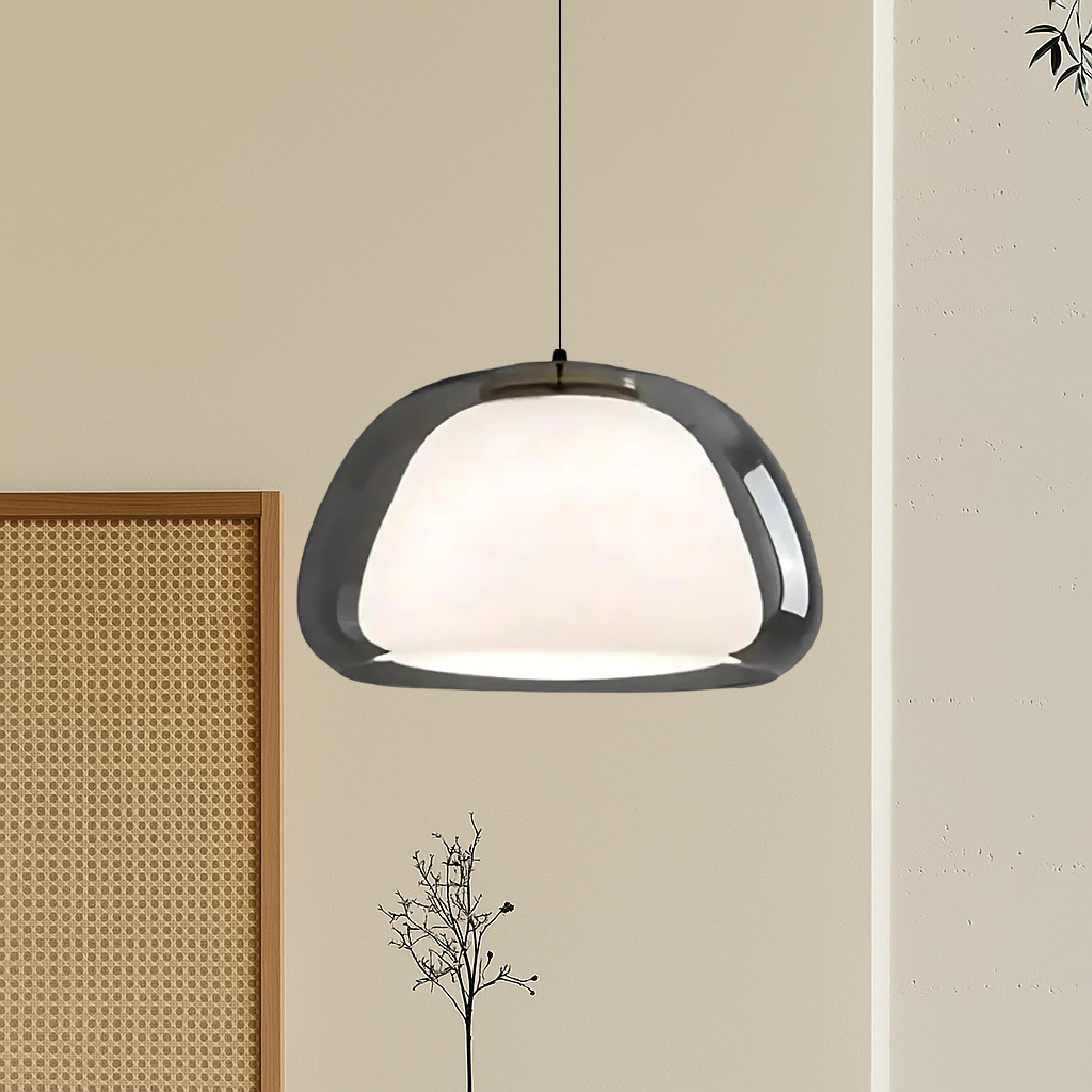 Pendant lamp with double glass jelly shaped shade