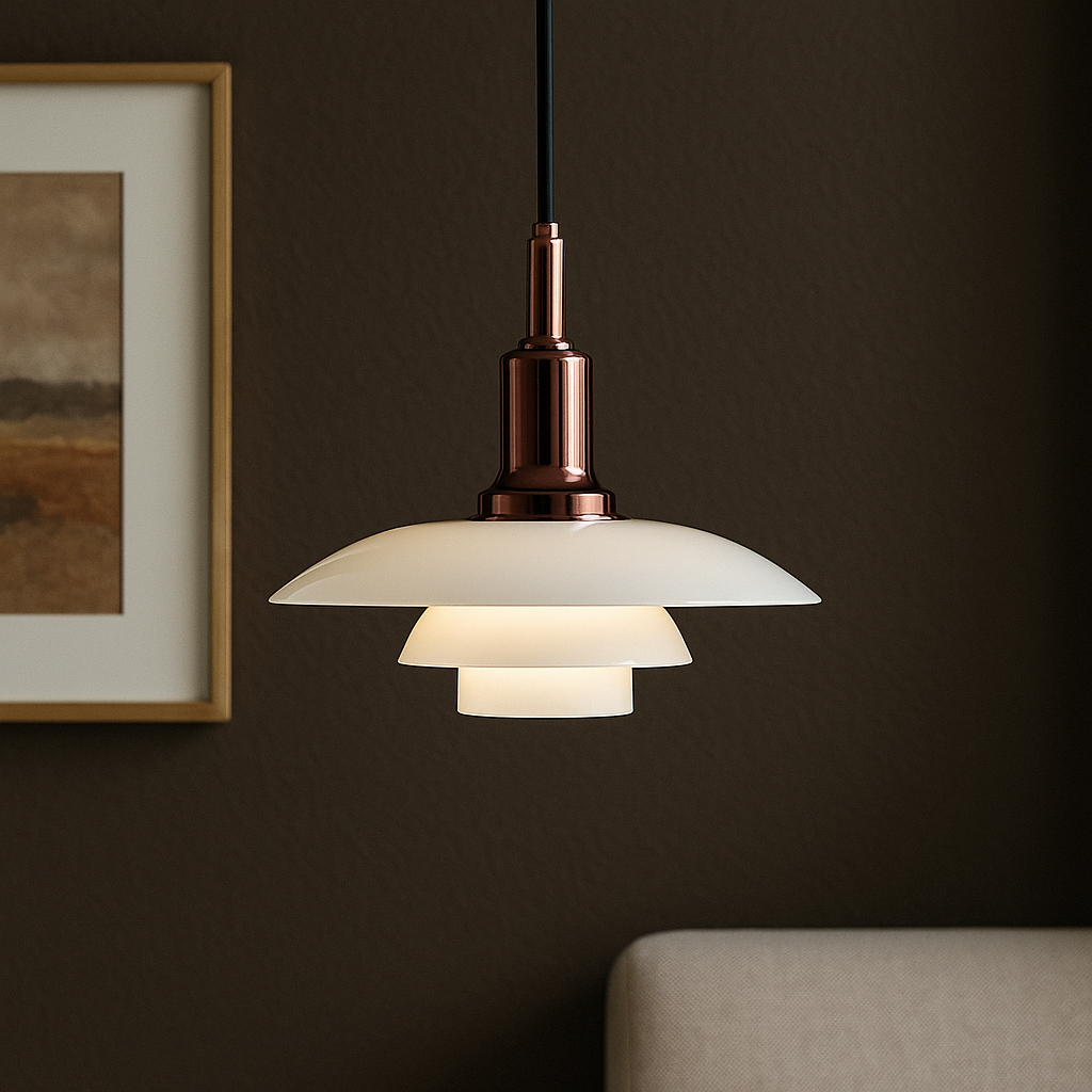 Pendant light with layered opal glass shade