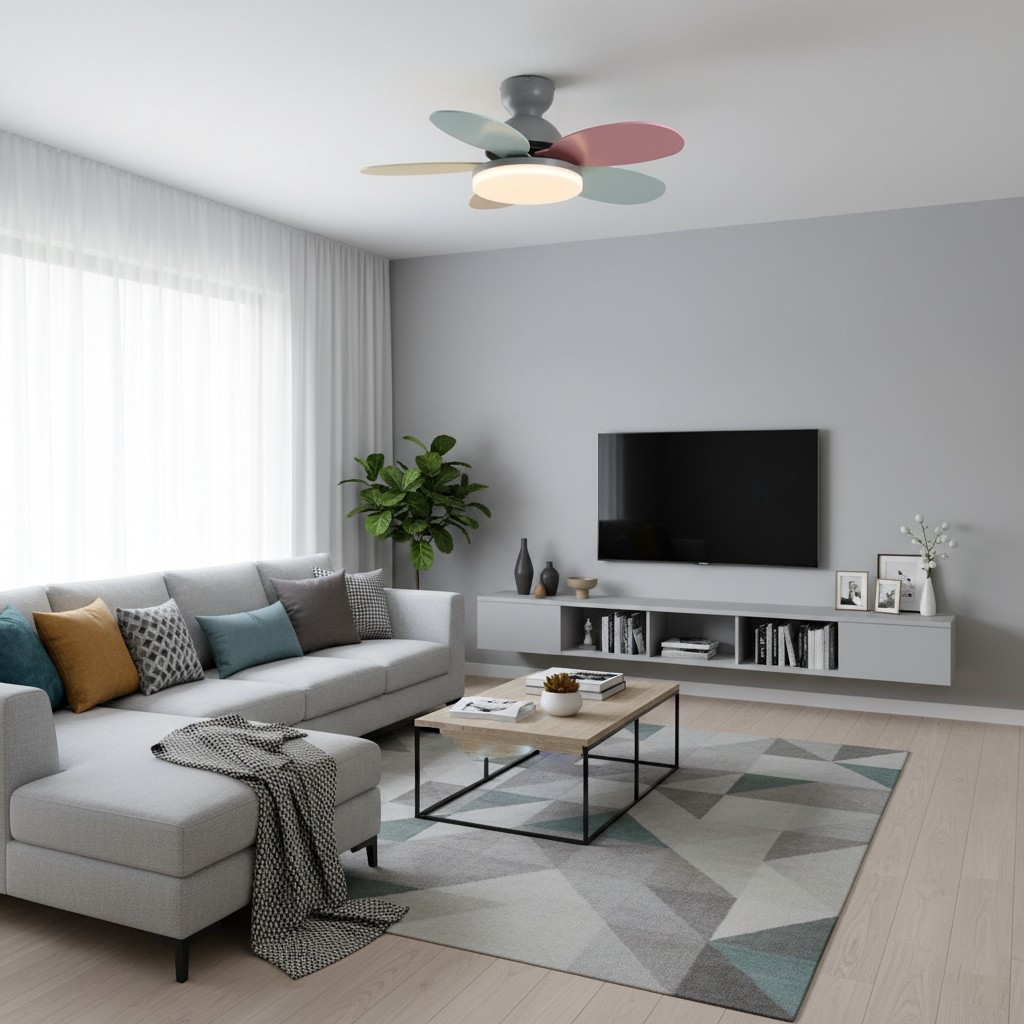 Modern Ceiling Fan LED Light with Multicolour Blades