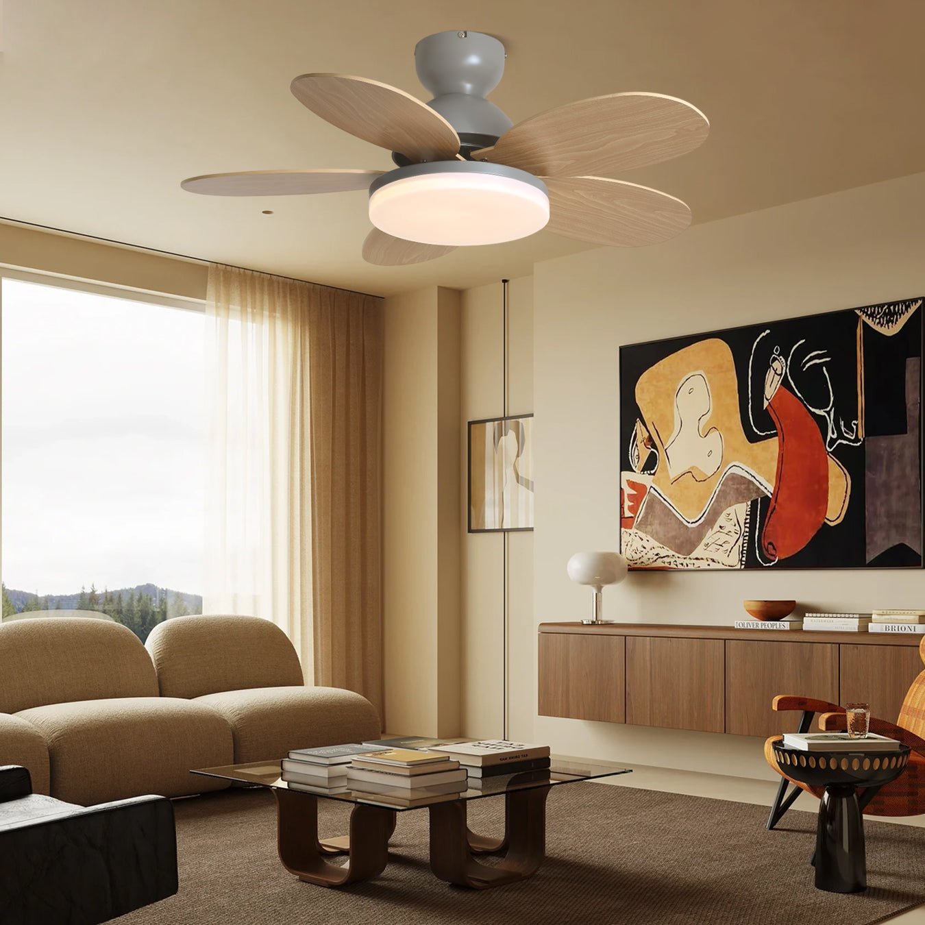 Modern Ceiling Fan LED Light with Multicolour Blades