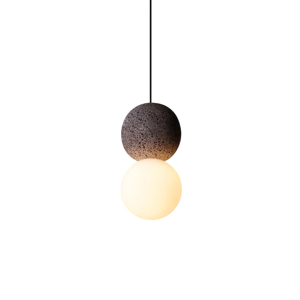 Minimalist Obsidian Stone Pendant Light