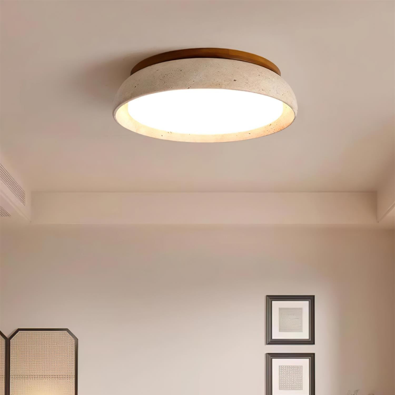 Travertine Stone Flush Mount Ceiling Light