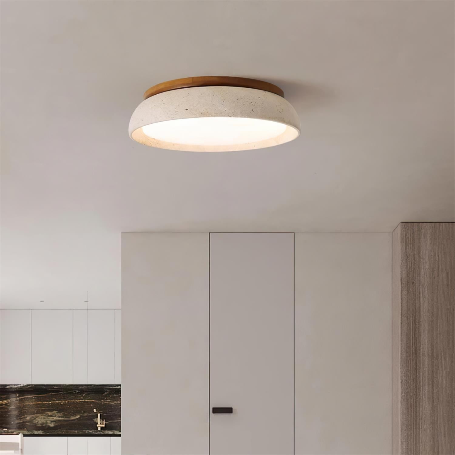 Travertine Stone Flush Mount Ceiling Light
