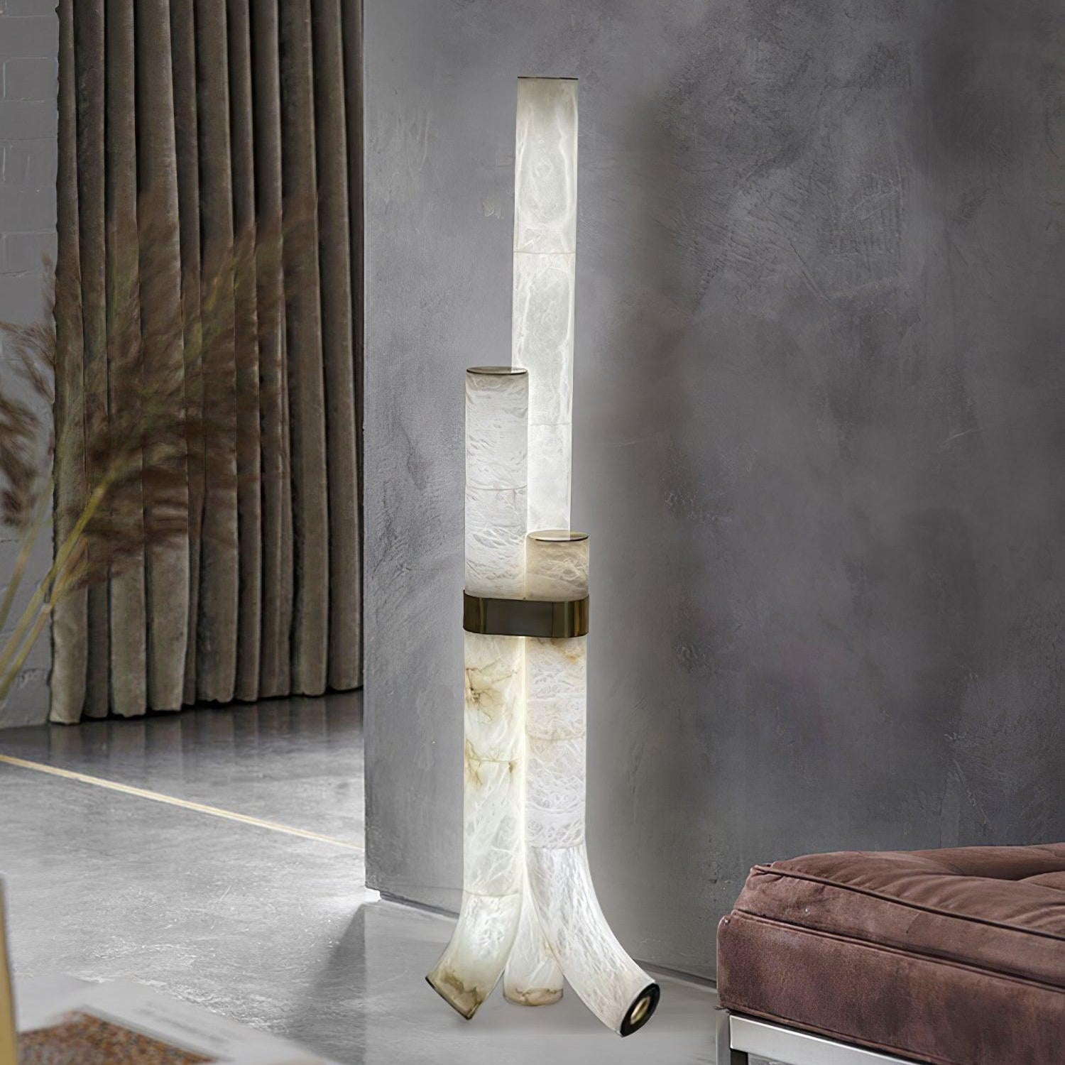Stone Floor Lamp with Tall Alabaster Light Panels